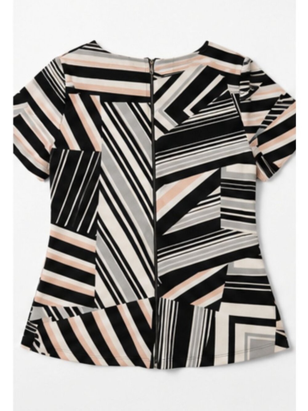 Jules & Leopold Geometric Print Short Sleeve Blouse Size M - Picture 3 of 4
